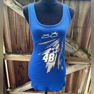 Nascar For Her Jimmy Johnson 48 Blue Racerback Ribbed Tank Top Size L